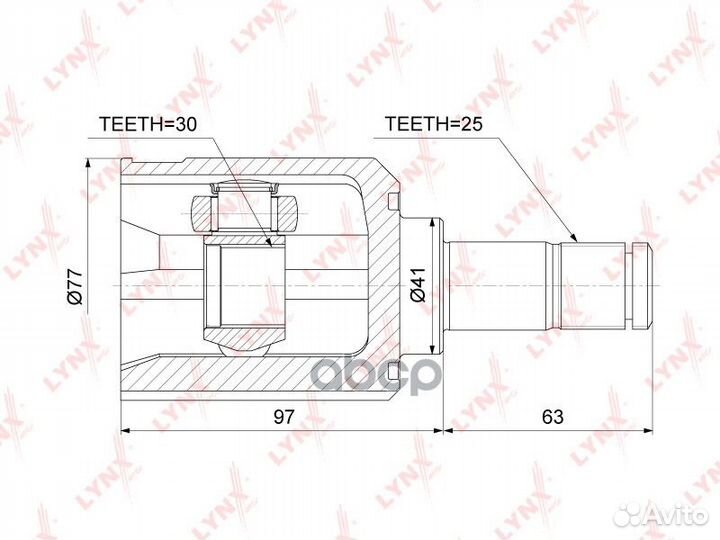 ШРУС внутренний перед прав/лев CI3736 lynxauto