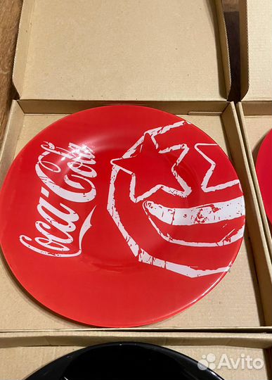 Набор 4 тарелки Кока-кола (стекло, 27см.)