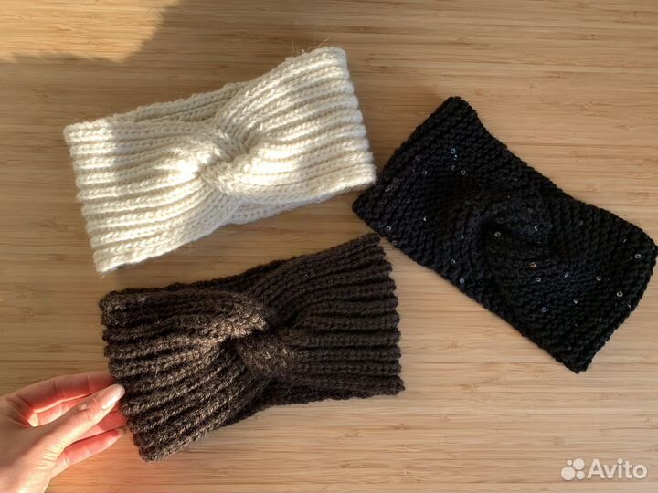 Повязка на голову вязаная шапка бини