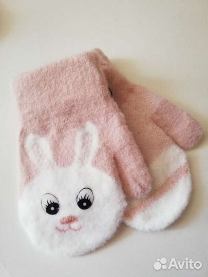 Новые Варежки теплые весна-осень детские Зайки Рук
