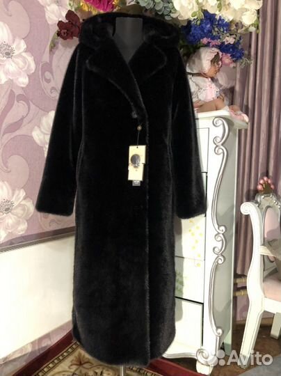 Шуба норковая черная (экомех) Vip