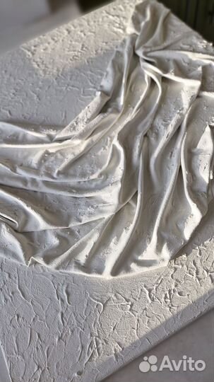 Панно из ткани. Фактурная картина светлая