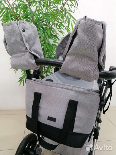 Новая коляска Luxmom 558 2в1 NEW (серый текстиль)
