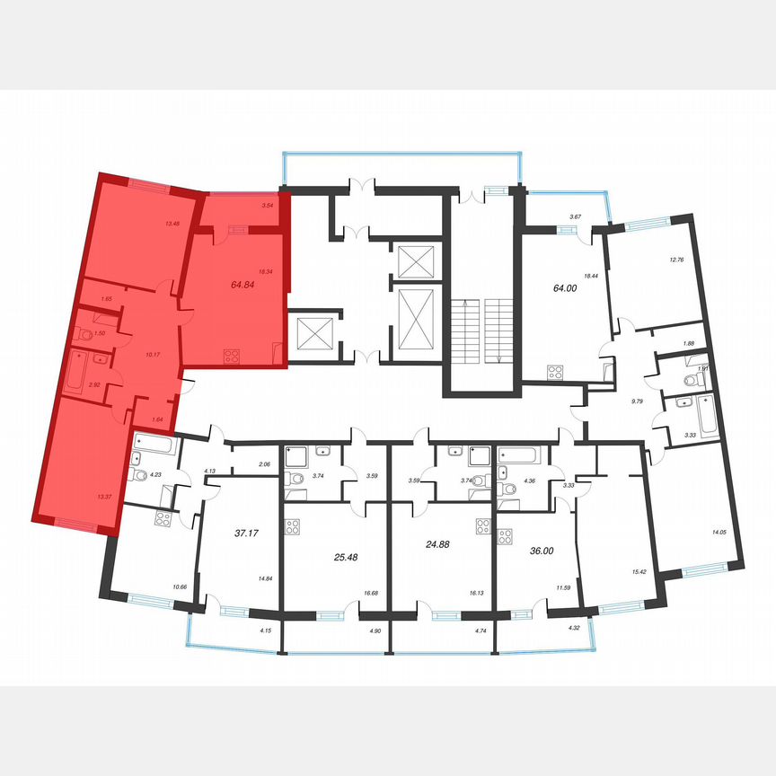 2-к. квартира, 66,6 м², 7/22 эт.