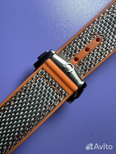 Ремешок для часов Omega 20 / Серебро на оранжевом