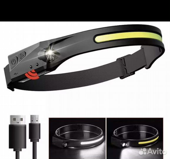 Фонарик налобный/сенсорный/светодиодный