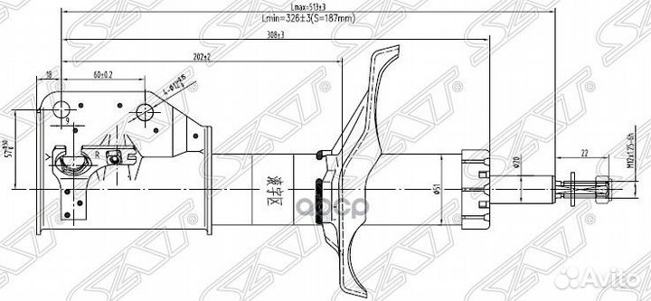 Стойка передняя mazda premacy/familia/323 98-05