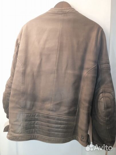 Замшевая коричневая мужская мотокуртка «Clover»