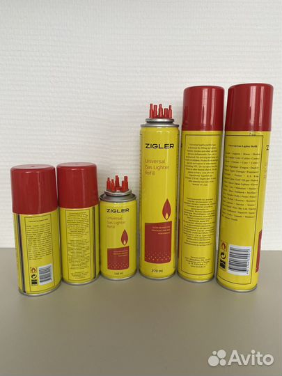 Газ для заправки зажигалок Zigler с насадками