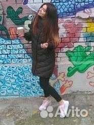 Пуховик зимний демисезонный коричневый 42-44