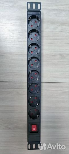 Блок розеток Hyperline 8 розеток, 1U, 19