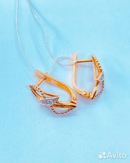 Серьги с природным камнем Золото