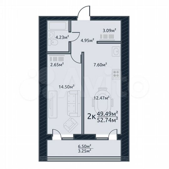 2-к. квартира, 52,7 м², 8/10 эт.