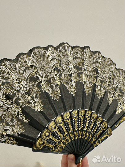 Веер складной тканевый для танца дорого богато