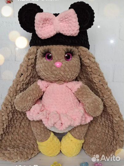 Зайка игрушка крючком ручной работы