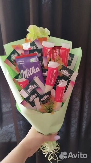 Букет из чая печенья и конфет