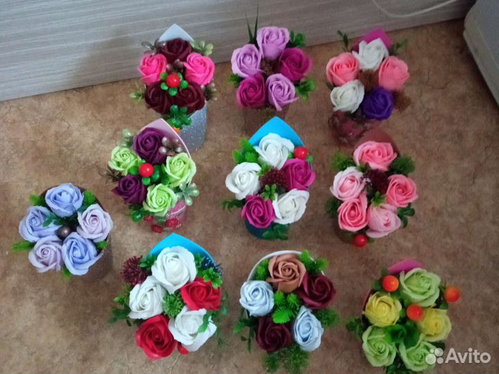 Букет и композиции из мыльных цветов