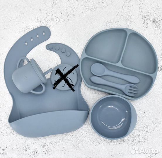 Набор детской посуды из пищевого силикона