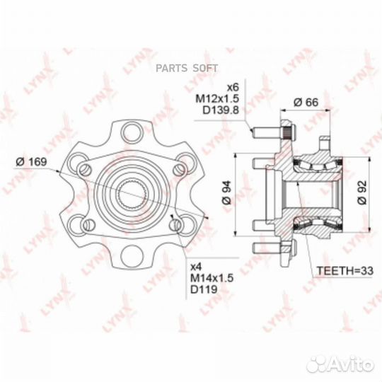 Lynxauto WH1040 Ступица колеса зад прав/лев