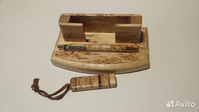 Письменный набор из карельской березы