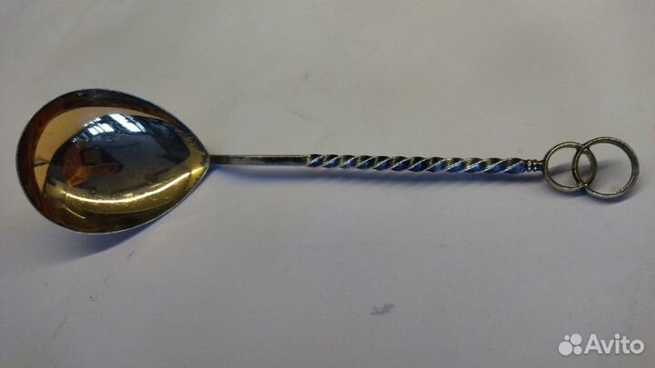 Салатная ложка. серебро 916 проба С позолотой. та