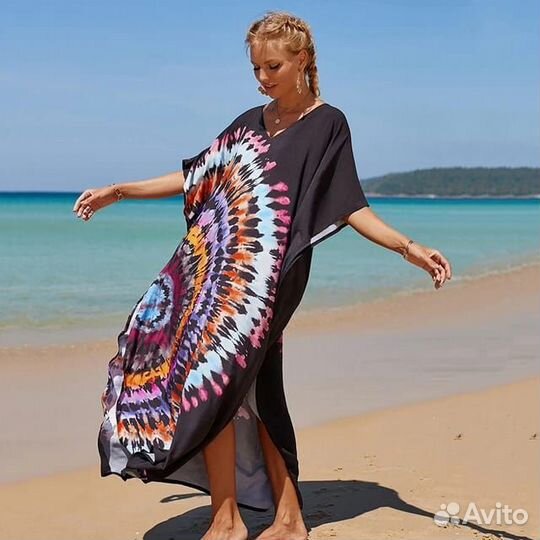 Пляжное платье туника большой размер