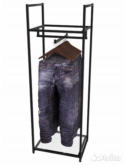 Стеллаж для одежды в стиле Лофт aс1760-01 со стекл