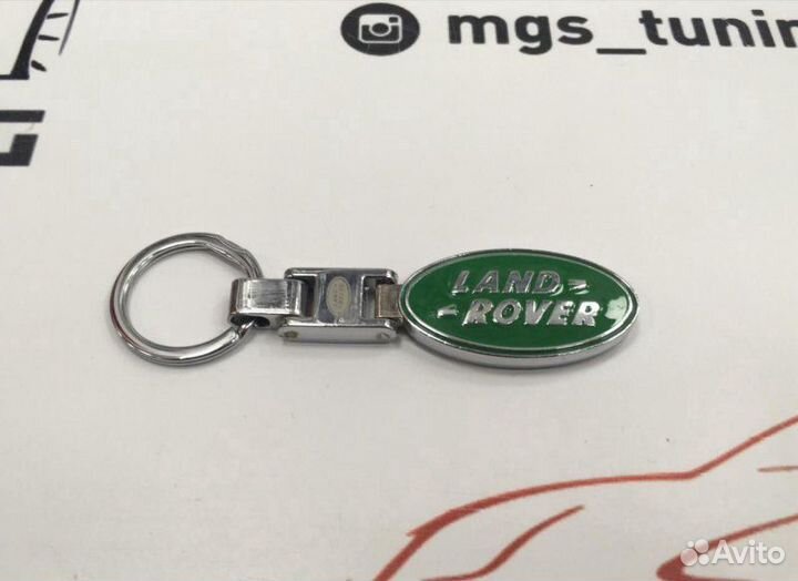 Брелок на ключ овальный метал Land Rover зеленый