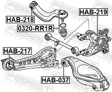 Сайлентблок задней цапфы нижний HAB-218 Febest