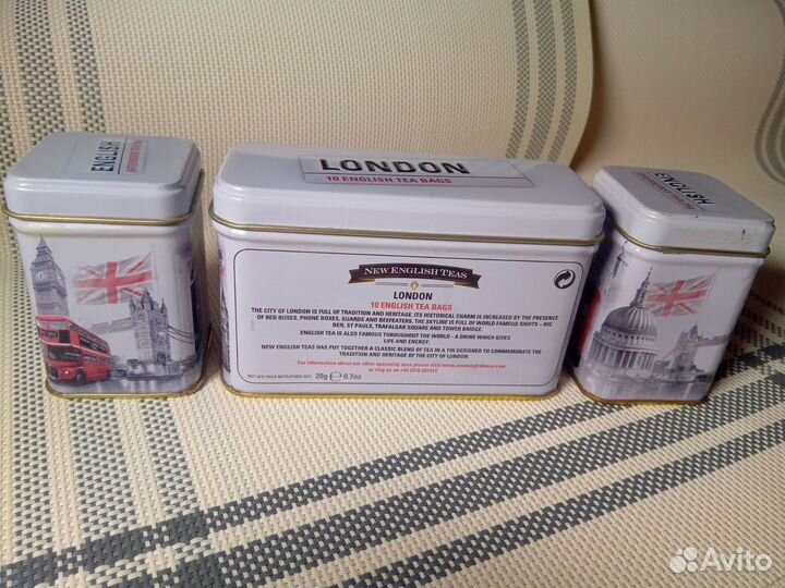 Жестяные банки- мини для чая: Лондон