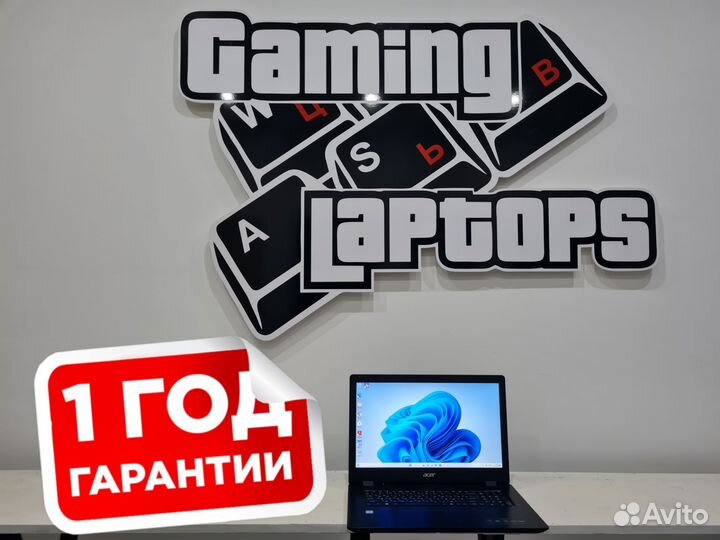 Большой ноутбук Acer 17.3 i3-7020u+год гарантии