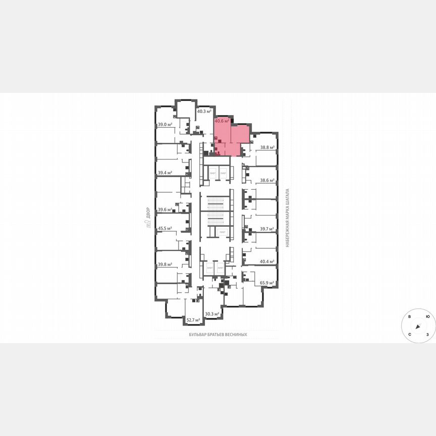 1-к. квартира, 40,6 м², 17/43 эт.