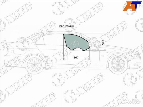 Стекло боковое опускное BMW 3-series