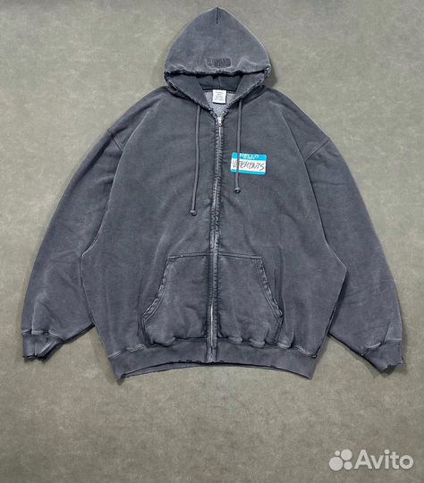Зип худи vetements Hello my name is Zip Hoodie
