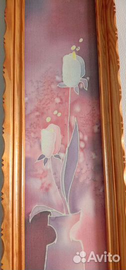 Длинная картина в раме. Батик