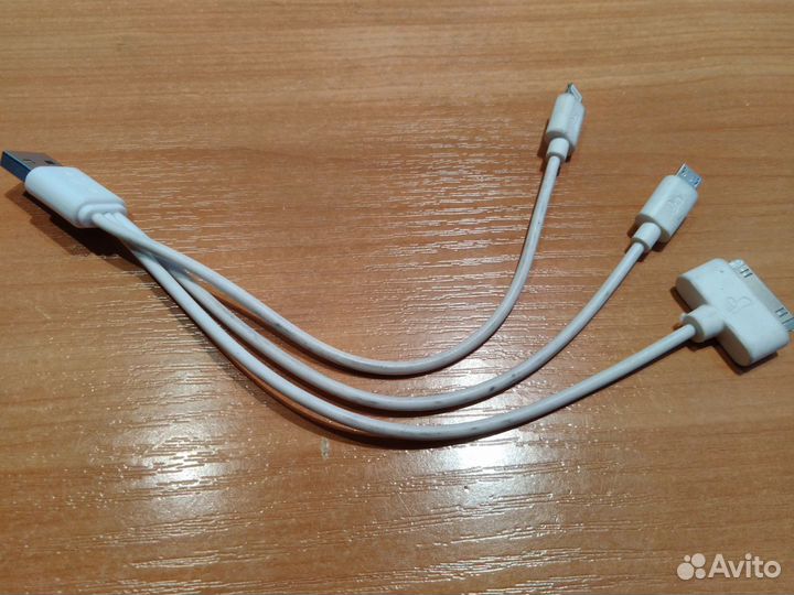 Переходник 3 in1 USB - microusb/Apple 30-pin MFI/L