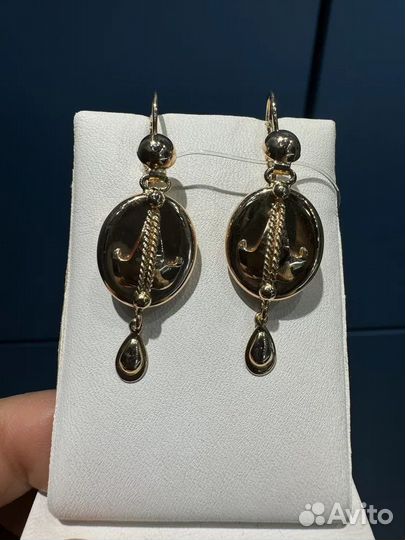 Золотые серьги Самовары 583 проба