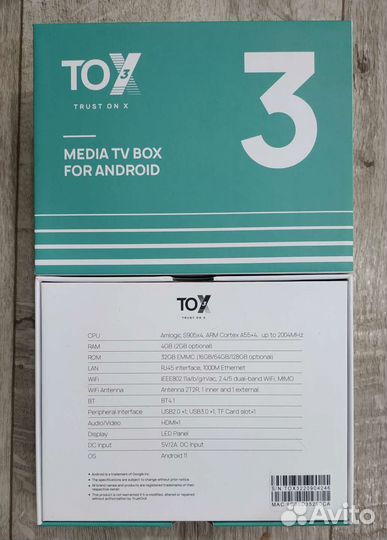 TOX 3, андроид тв приставка 4/32 гб, новая