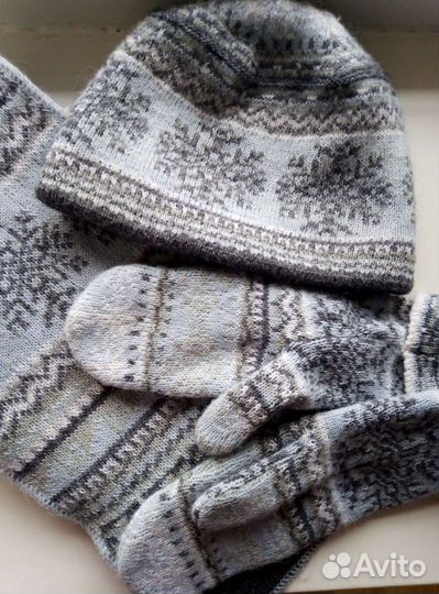Комплект шапка, шарф, варежки