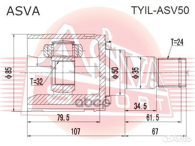 ШРУС внутренний перед лев tyilasv50 asva