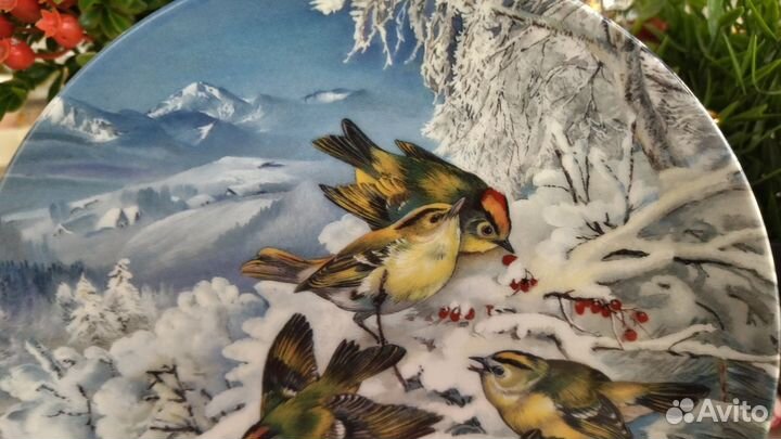 Тарелка Корольки Птицы Зимой Урсула Бэнд