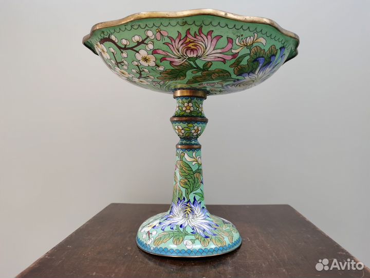 Фруктовница конфетница Китай 1950 эмаль клуазоне