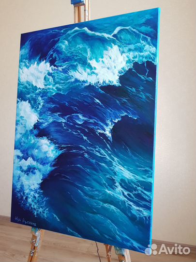 Картина маслом пейзаж Волны в океане прибой