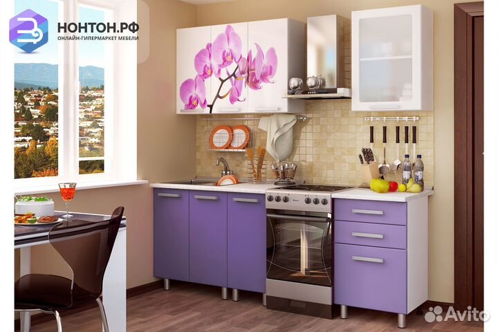 Кухня с фотопечатью Орхидея 1.6 м