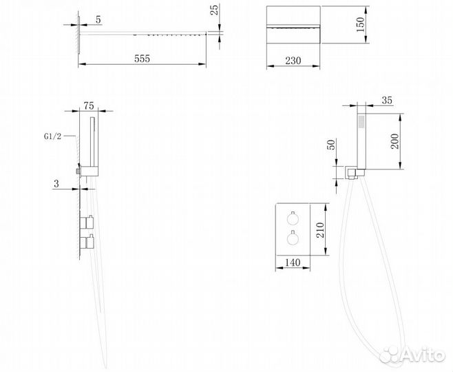 Душевая система скрытого монтажа