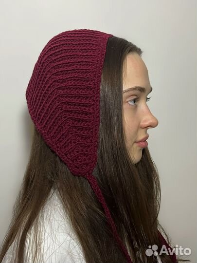 Чепчик вязанный, ретро косынка