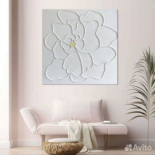 Текстурная картина маслом для интерьера Цветок