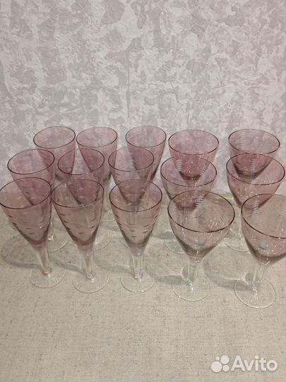 Марганцевое стекло бокалы фужеры