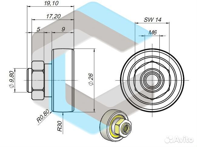 Ролик сдвижной крыши В пластике Schmitz SVR-0157