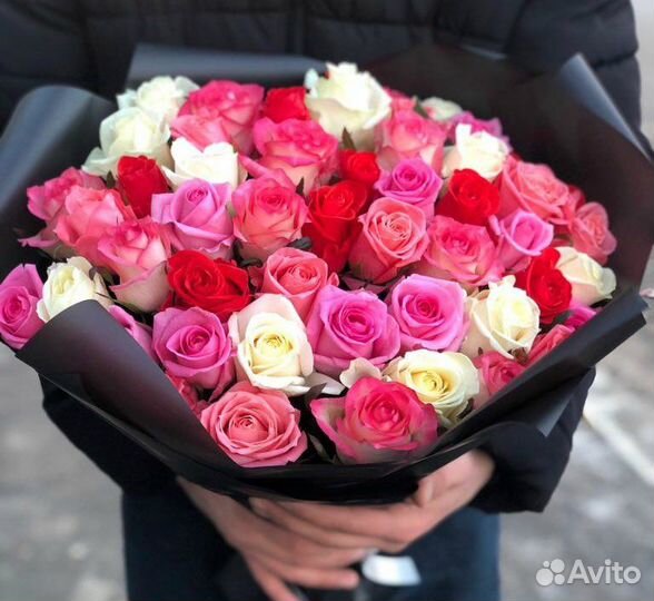 Розы микс 51 роза Доставка